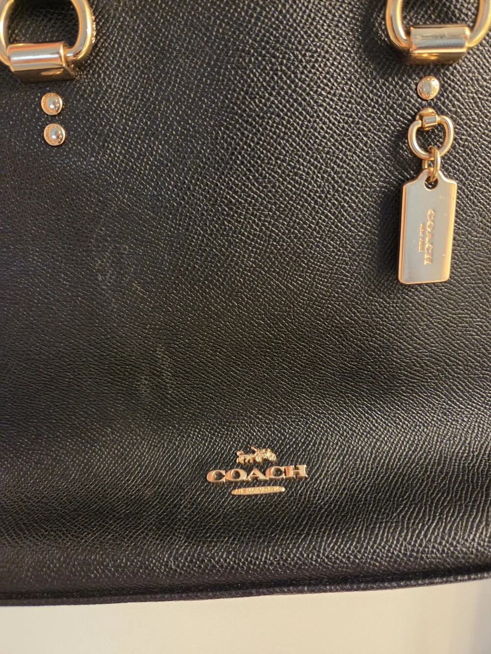 Coach Black Leather Dome Satchel with Gold Hardware